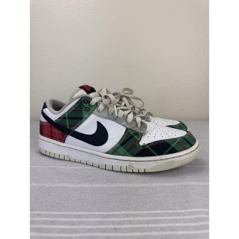 Nike Dunk Low Top Lace Up Leather Sneakers DV0827-100 Tartan Plaid M 9/W 10.5
